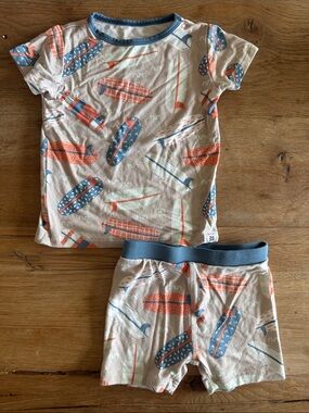 Sweet Bamboo Surfboard Print Pajama Set - Blue & Coral
